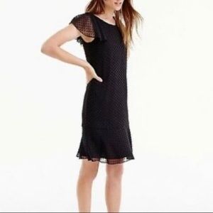 J. Crew Black Flounce Swiss Dot Dress